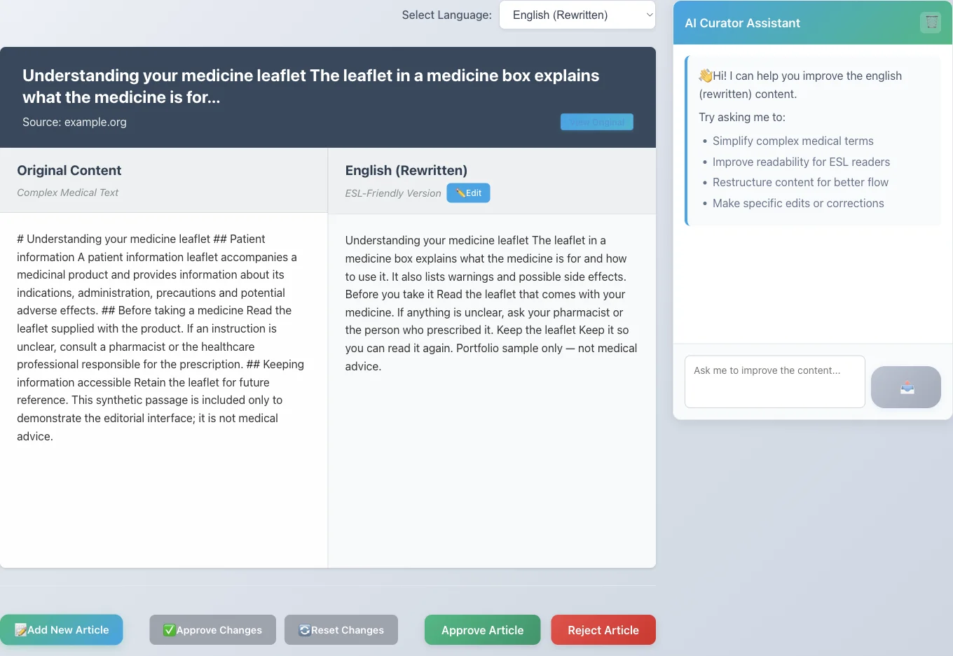 Side-by-side comparison of a source document and its accessible rewrite.